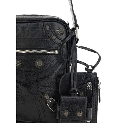 Balenciaga Black Leather Le Cagole Messenger Crossbody Bag for Men