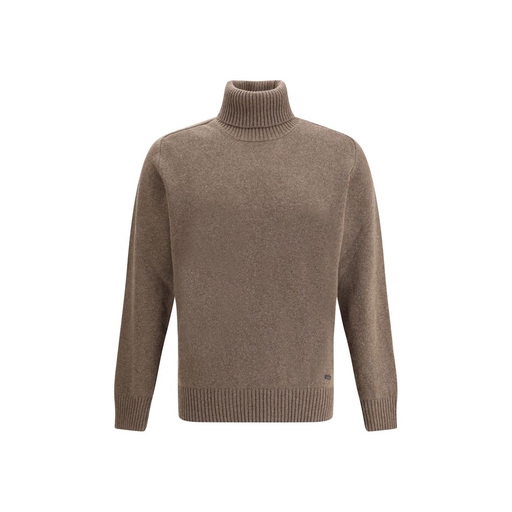 Brooksfield Brown Fleece Wool Turtleneck Sweater