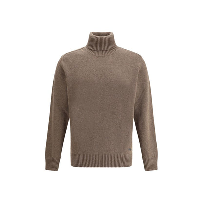 Brooksfield Brown Fleece Wool Turtleneck Sweater