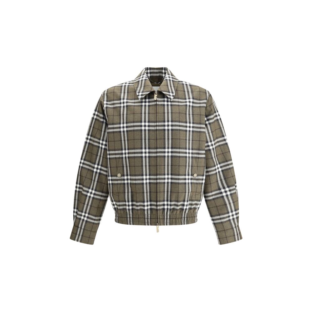 Burberry Check Pattern Wool Harrington Jacket