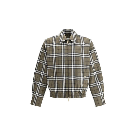 Burberry Check Pattern Wool Harrington Jacket