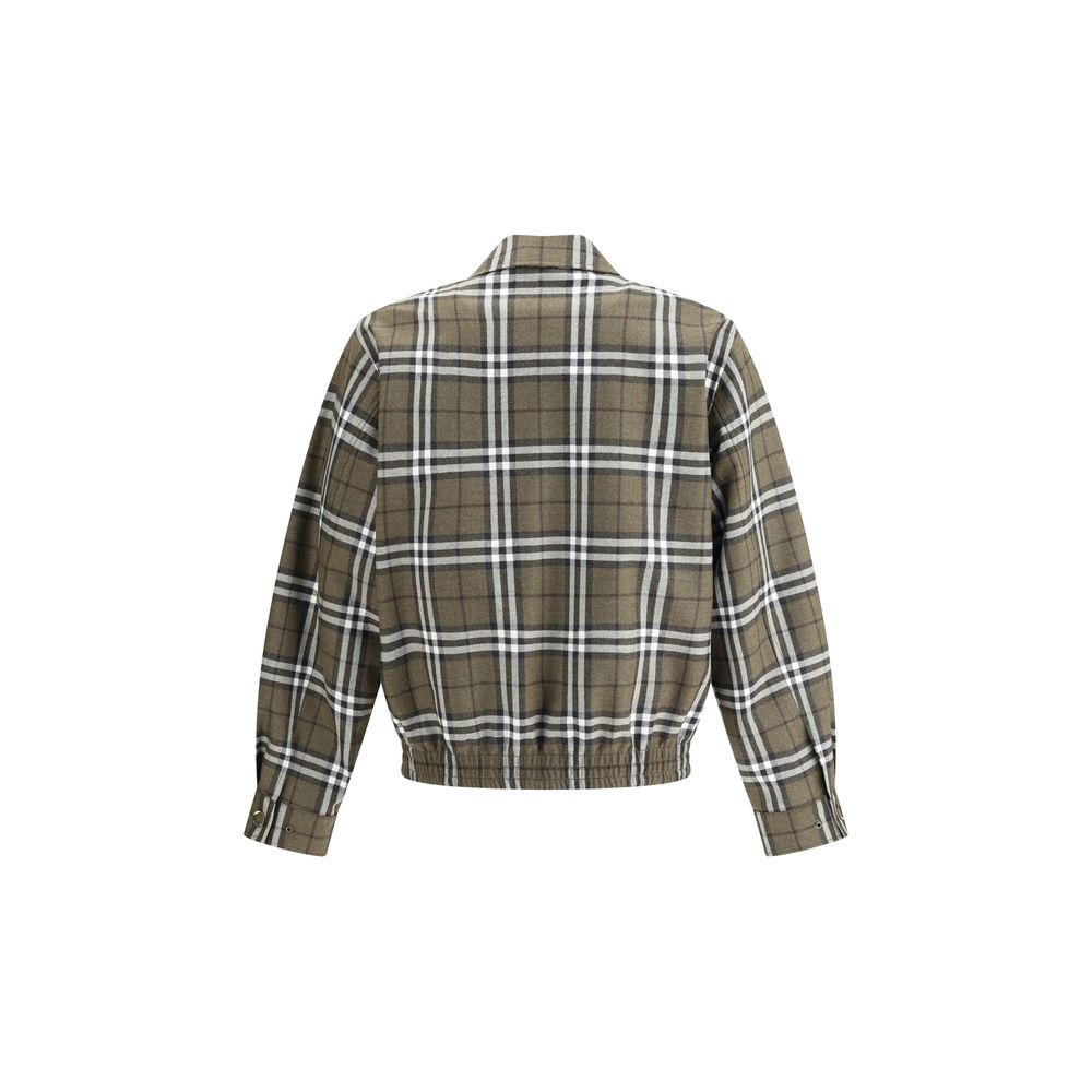 Burberry Check Pattern Wool Harrington Jacket