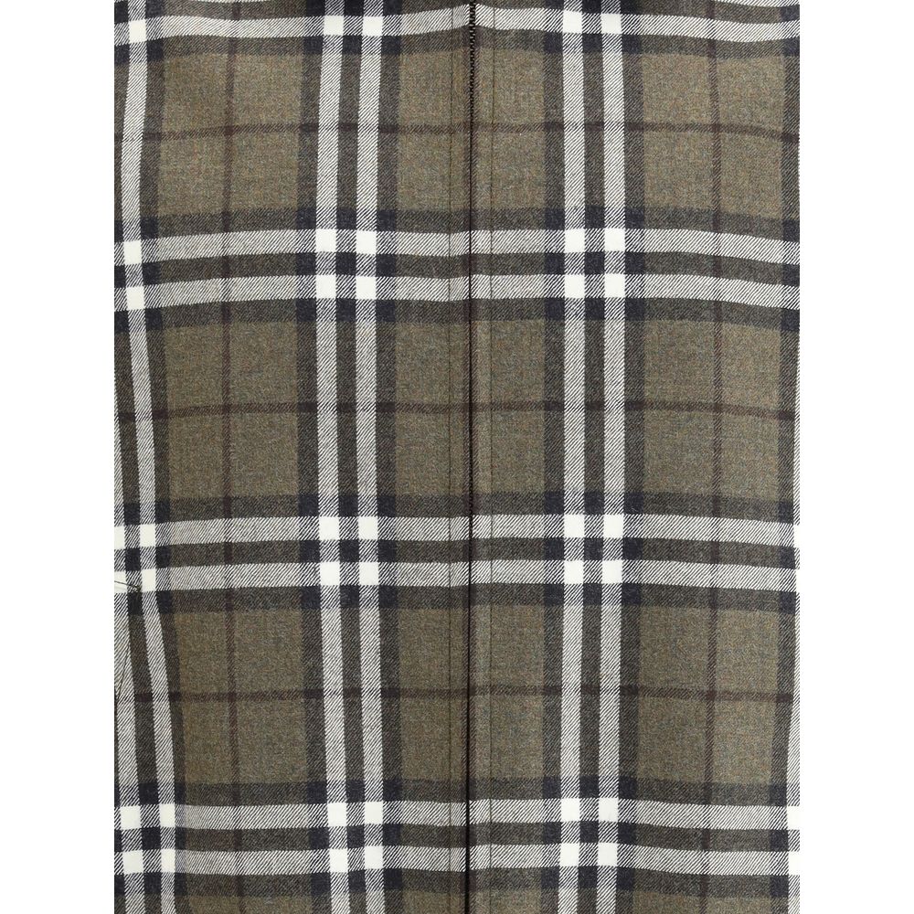 Burberry Check Pattern Wool Harrington Jacket