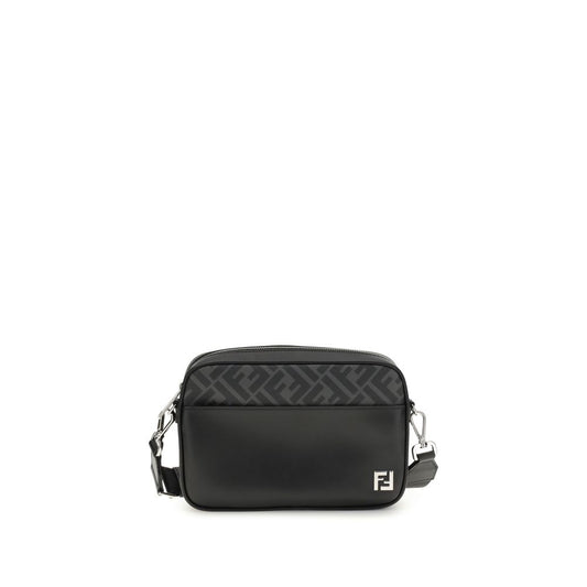 Fendi FF Leather and Canvas Shoulder Bag