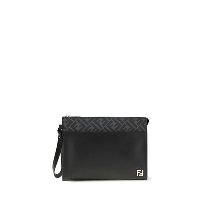 Fendi Leather FF Canvas Pouch