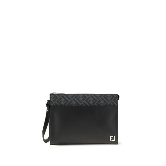 Fendi Leather FF Canvas Pouch