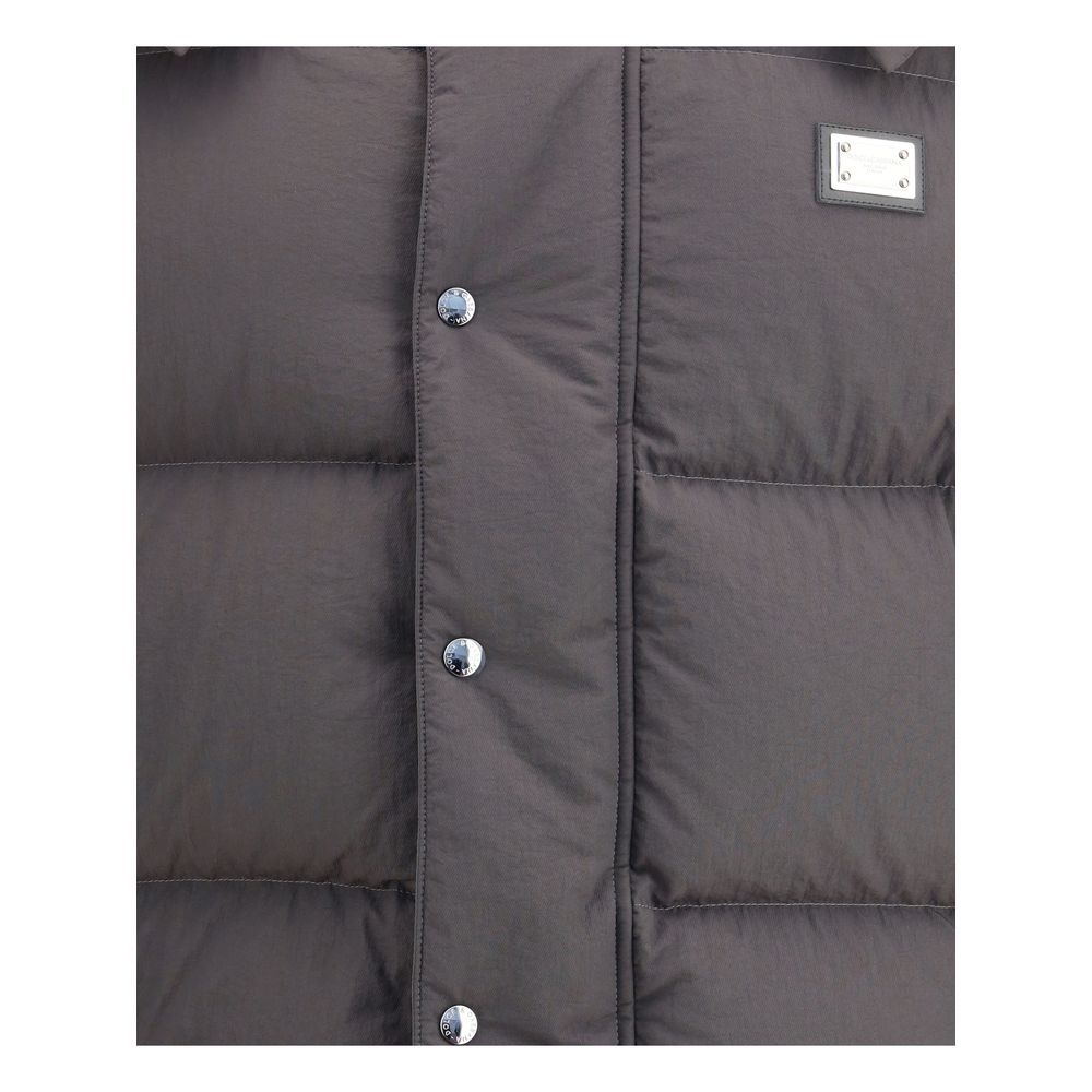 Dolce & Gabbana Black Hooded Down Jacket for Men