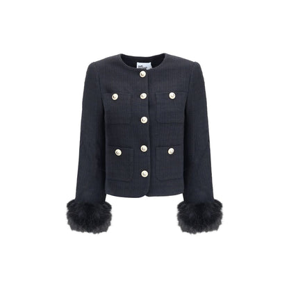 Self-Portrait Fur Cuffed Jacket