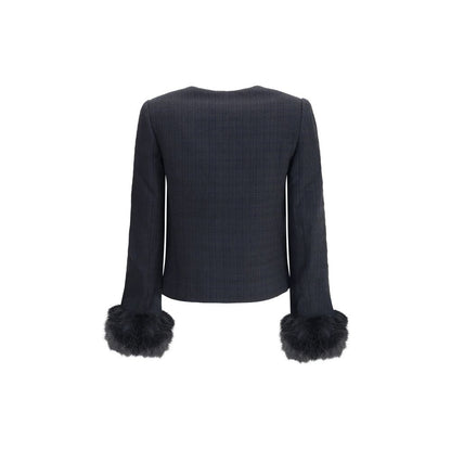 Self-Portrait Fur Cuffed Jacket