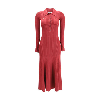 Self-Portrait Ribbed Knit Midi Dress: Elegant Versatility in Burgundy