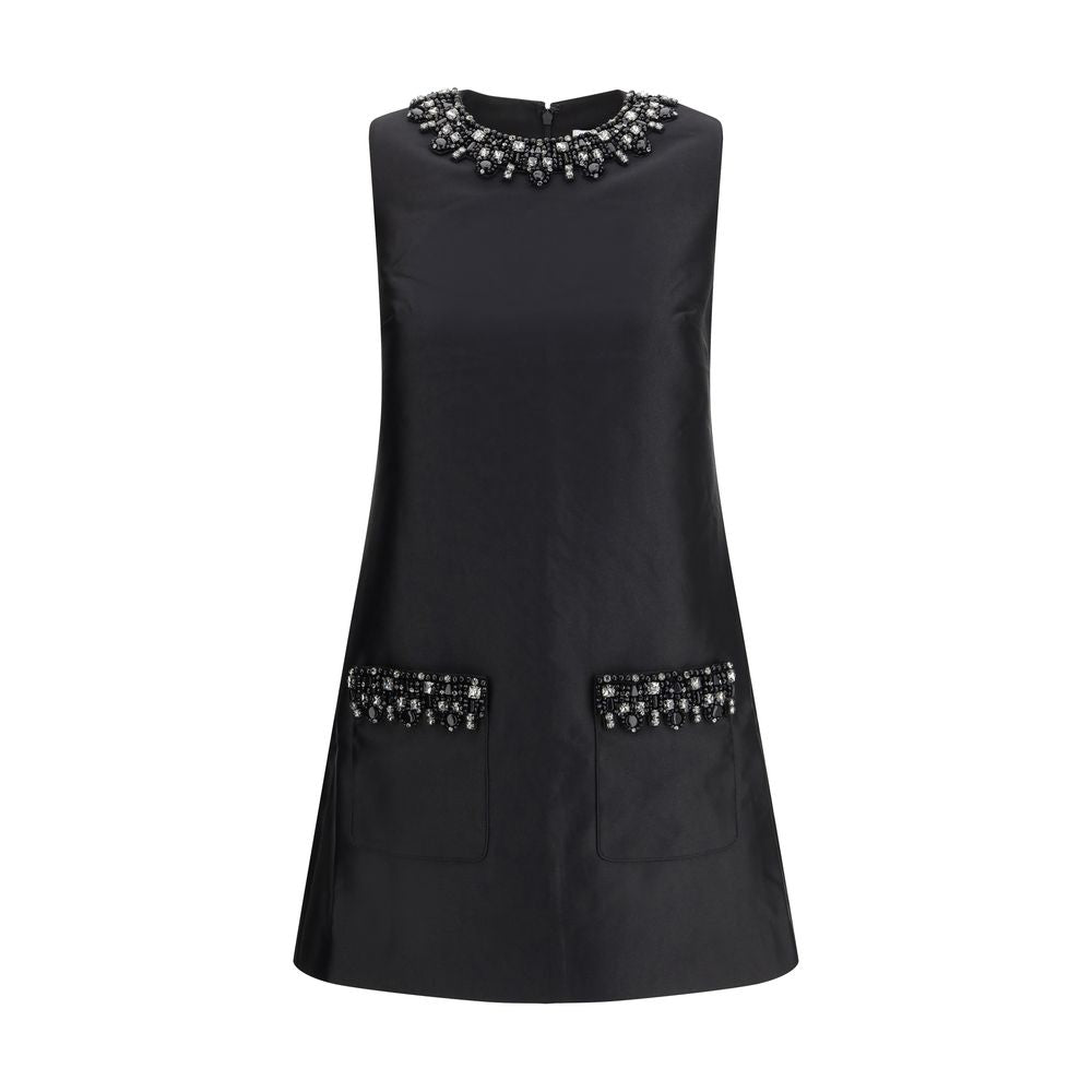 Self-Portrait Taffeta Embellished Trim Short Dress