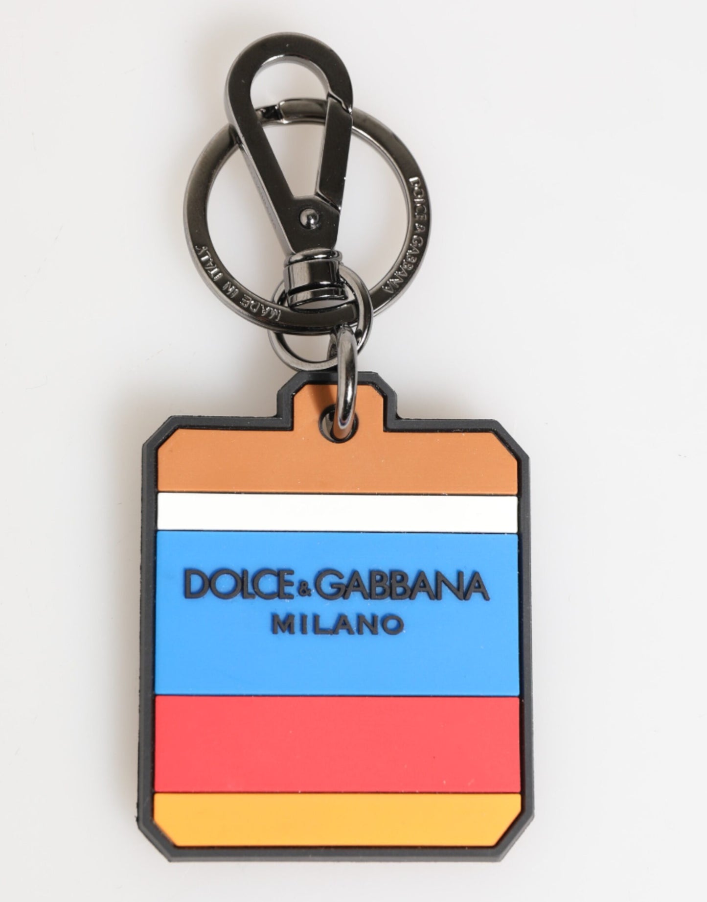 Dolce & Gabbana Multicolor DG Rubber Logo Silver Keychain