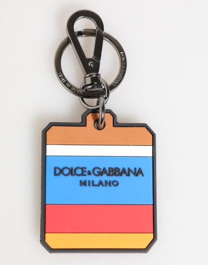 Dolce & Gabbana Multicolor DG Rubber Logo Silver Keychain
