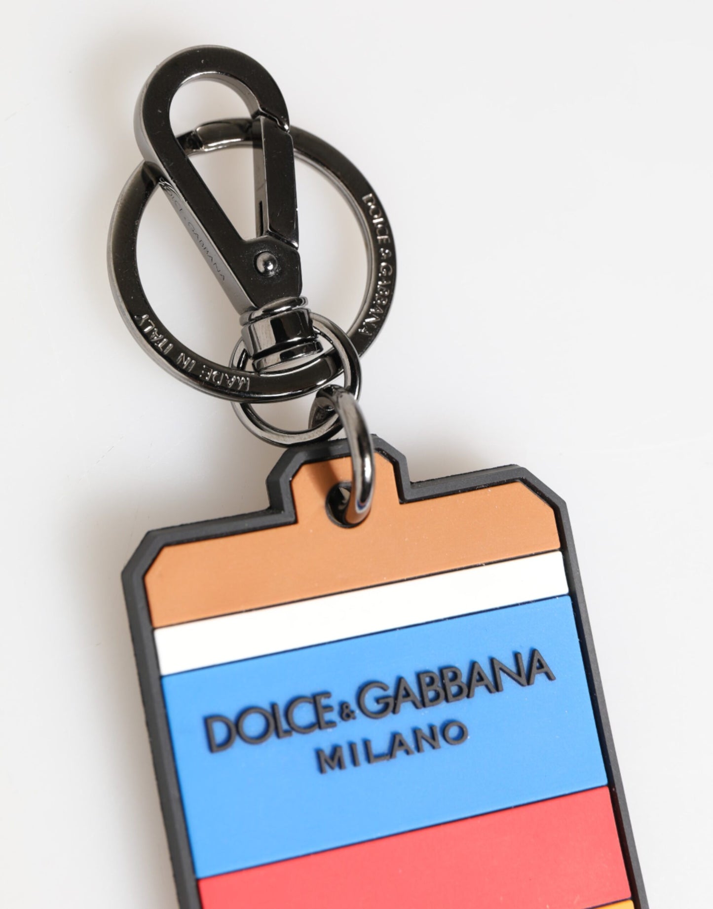 Dolce & Gabbana Multicolor DG Rubber Logo Silver Keychain