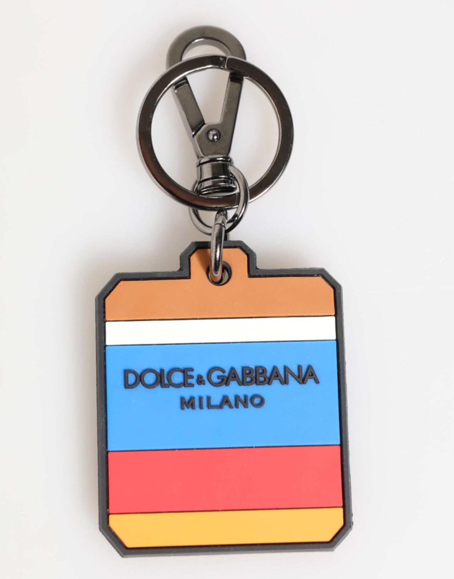 Dolce & Gabbana Multicolor DG Rubber Logo Silver Keychain