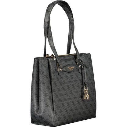 Guess Jeans Black Katya Handbag – Faux Leather, Stylish Multi-Compartment Design