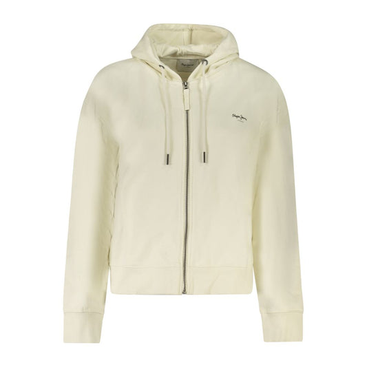 Pepe Jeans White Cotton Zip Up Hoodie Sweater for Women