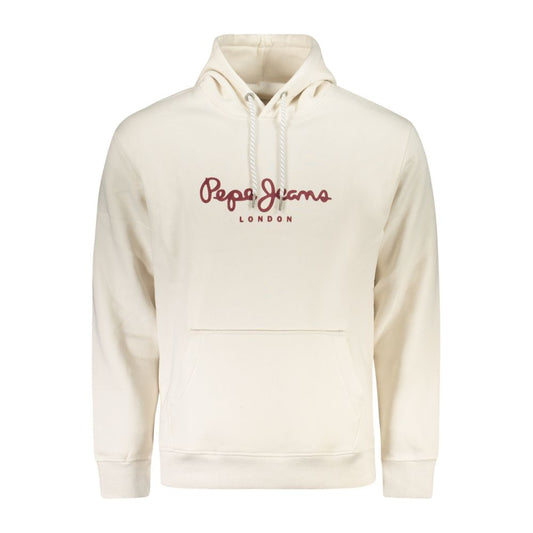 Pepe Jeans White Cotton Logo Hooded Sweater for Men