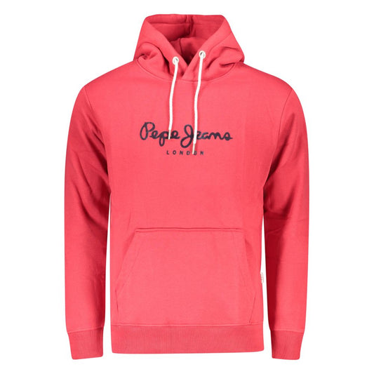 Pepe Jeans Red Cotton Logo Hoodie Sweater for Men