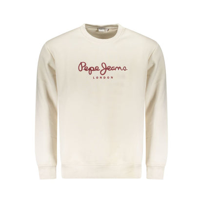 Pepe Jeans White Cotton Logo Crew Neck Sweater for Men