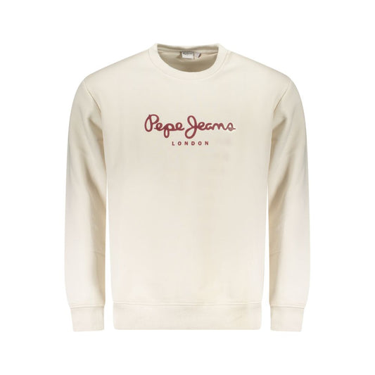 Pepe Jeans White Cotton Logo Crew Neck Sweater for Men