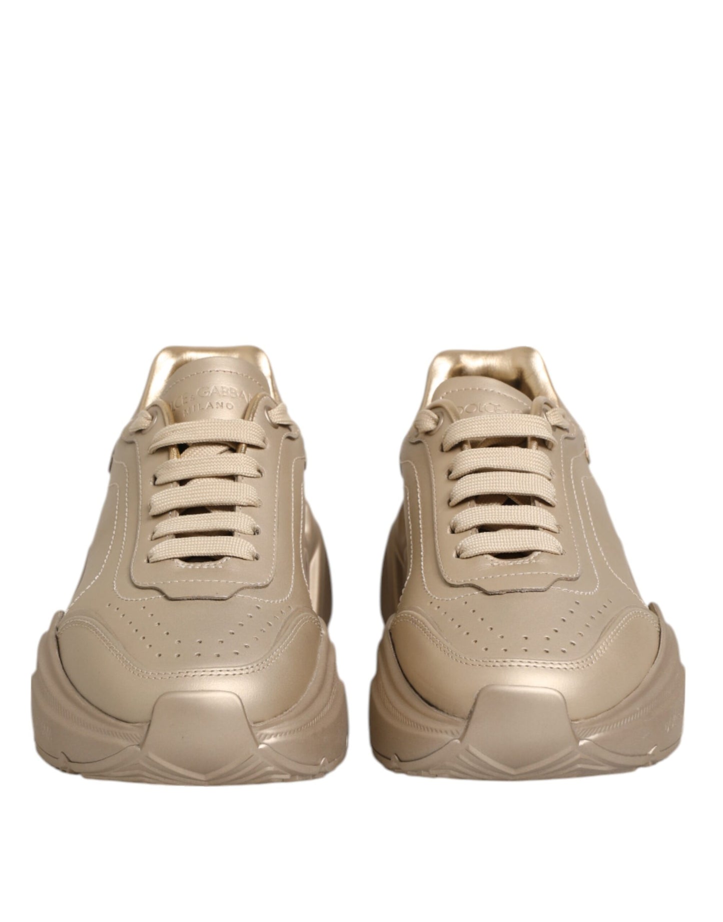 Dolce & Gabbana Gold Leather Daymaster Women Sneakers