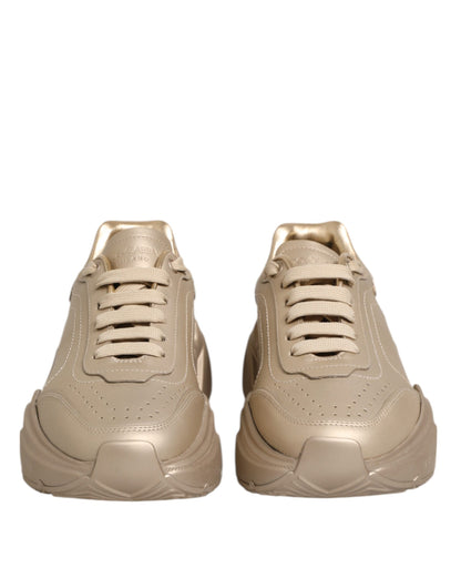Dolce & Gabbana Gold Leather Daymaster Women Sneakers