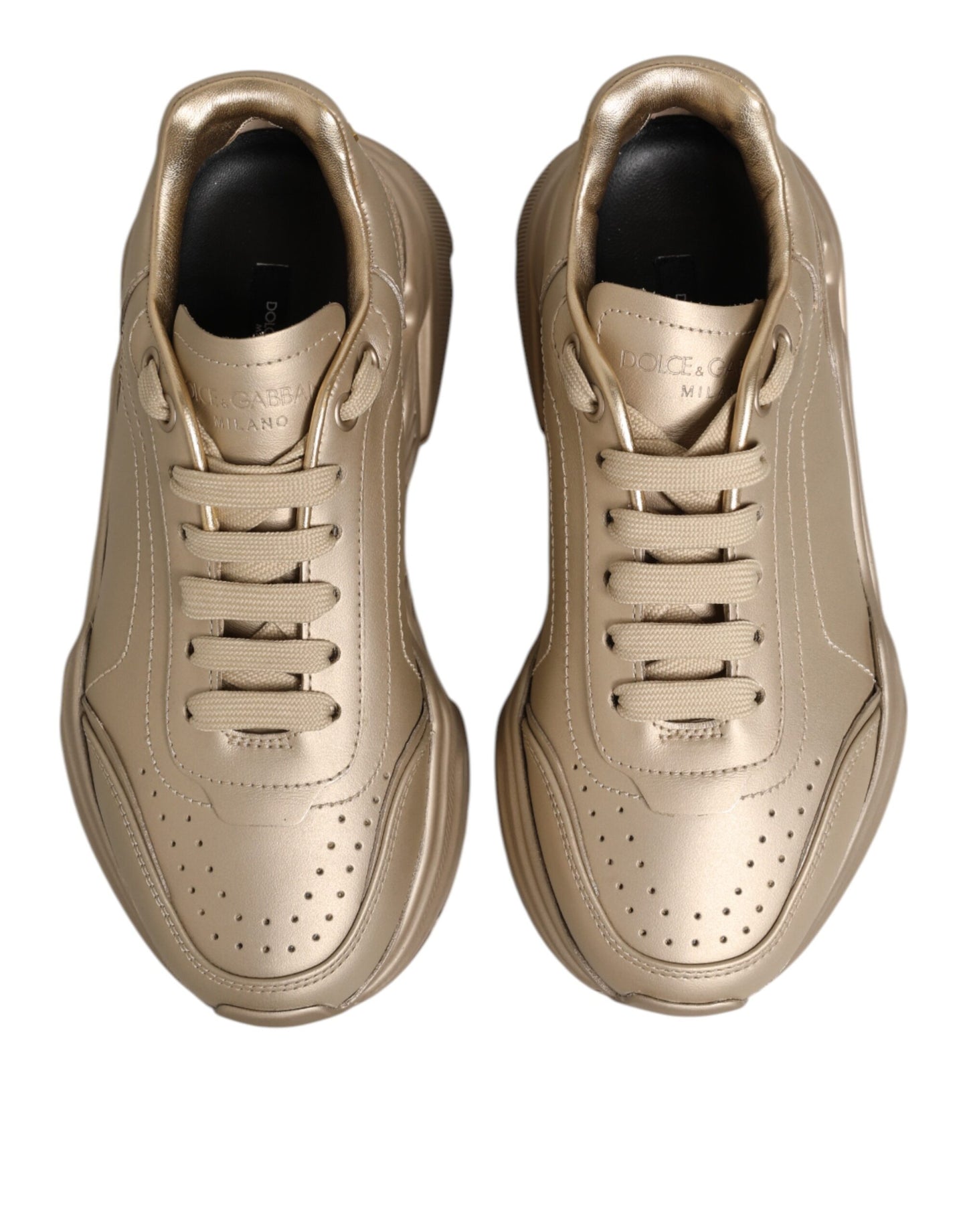 Dolce & Gabbana Gold Leather Daymaster Women Sneakers