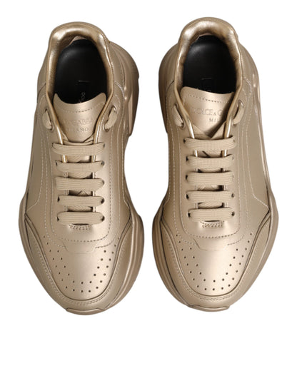 Dolce & Gabbana Gold Leather Daymaster Women Sneakers
