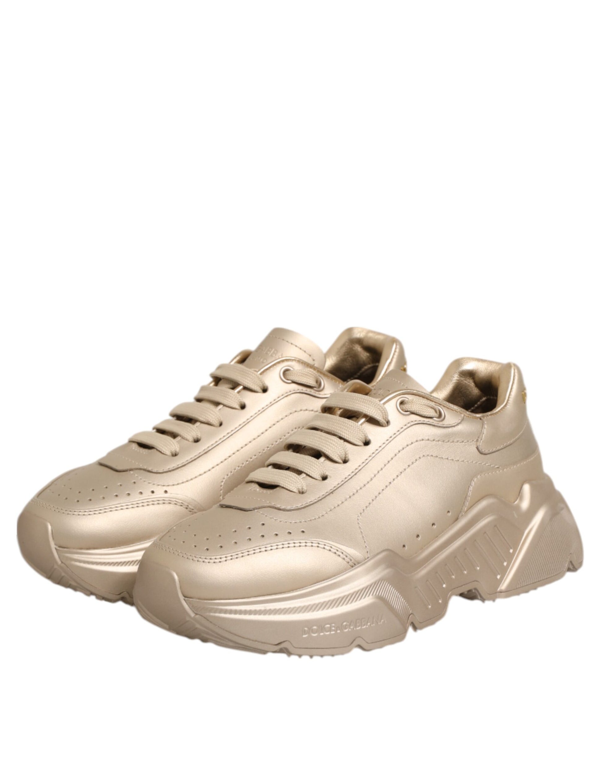 Dolce & Gabbana Gold Leather Daymaster Women Sneakers