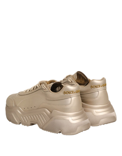 Dolce & Gabbana Gold Leather Daymaster Women Sneakers