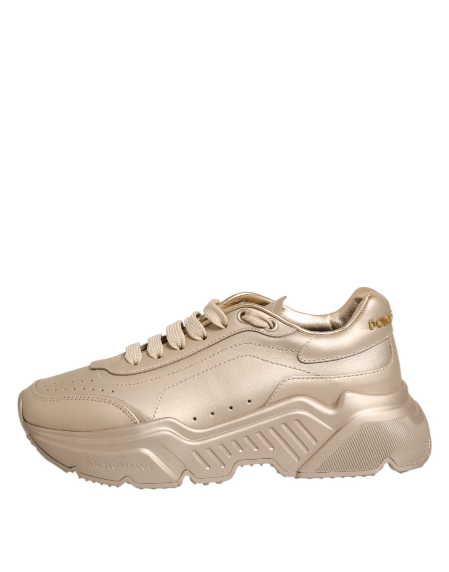 Dolce & Gabbana Gold Leather Daymaster Women Sneakers