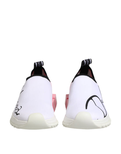 Dolce & Gabbana White & Pink Low Top Sorrento Sneakers for Women