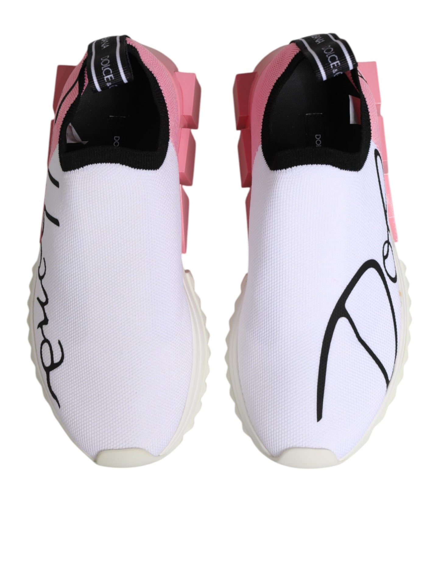 Dolce & Gabbana White & Pink Low Top Sorrento Sneakers for Women