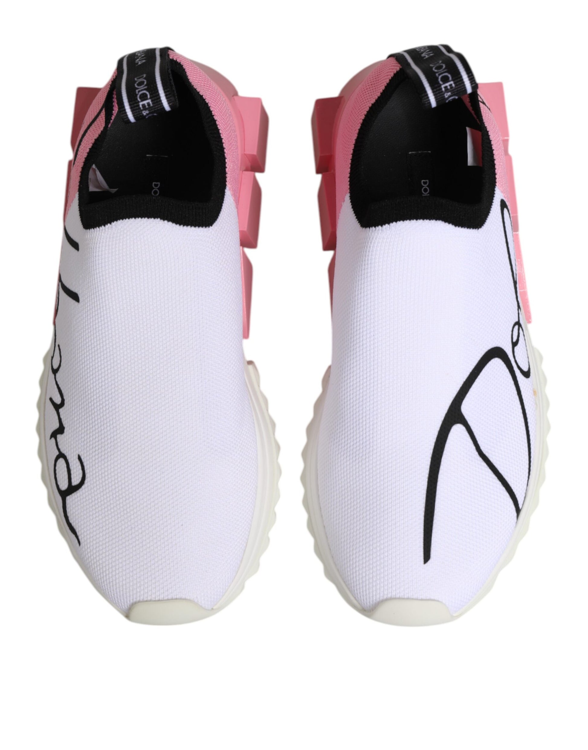 Dolce & Gabbana White & Pink Low Top Sorrento Sneakers for Women