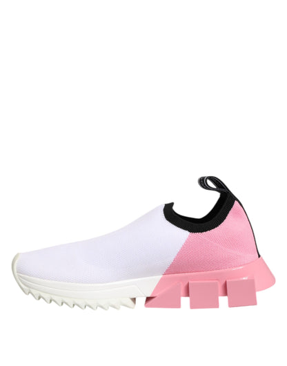 Dolce & Gabbana White & Pink Low Top Sorrento Sneakers for Women
