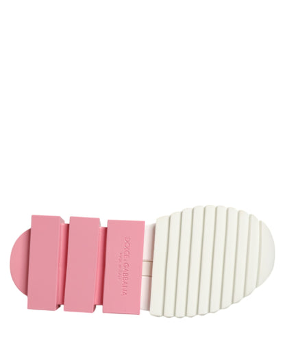 Dolce & Gabbana White & Pink Low Top Sorrento Sneakers for Women