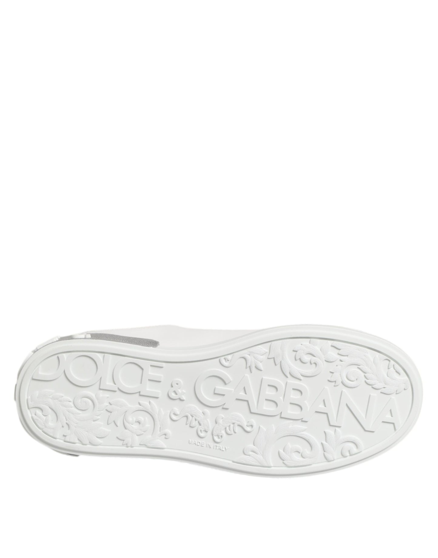 Dolce & Gabbana White Purple Leather Low Top Sneakers