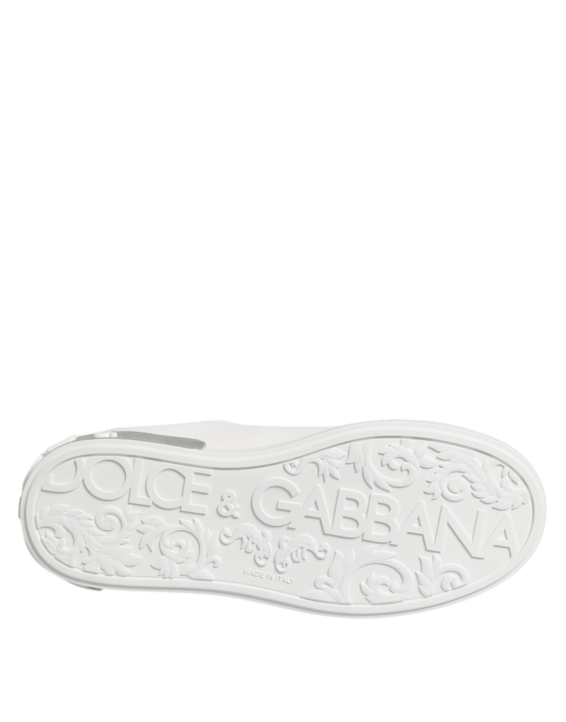 Dolce & Gabbana White Purple Leather Low Top Sneakers