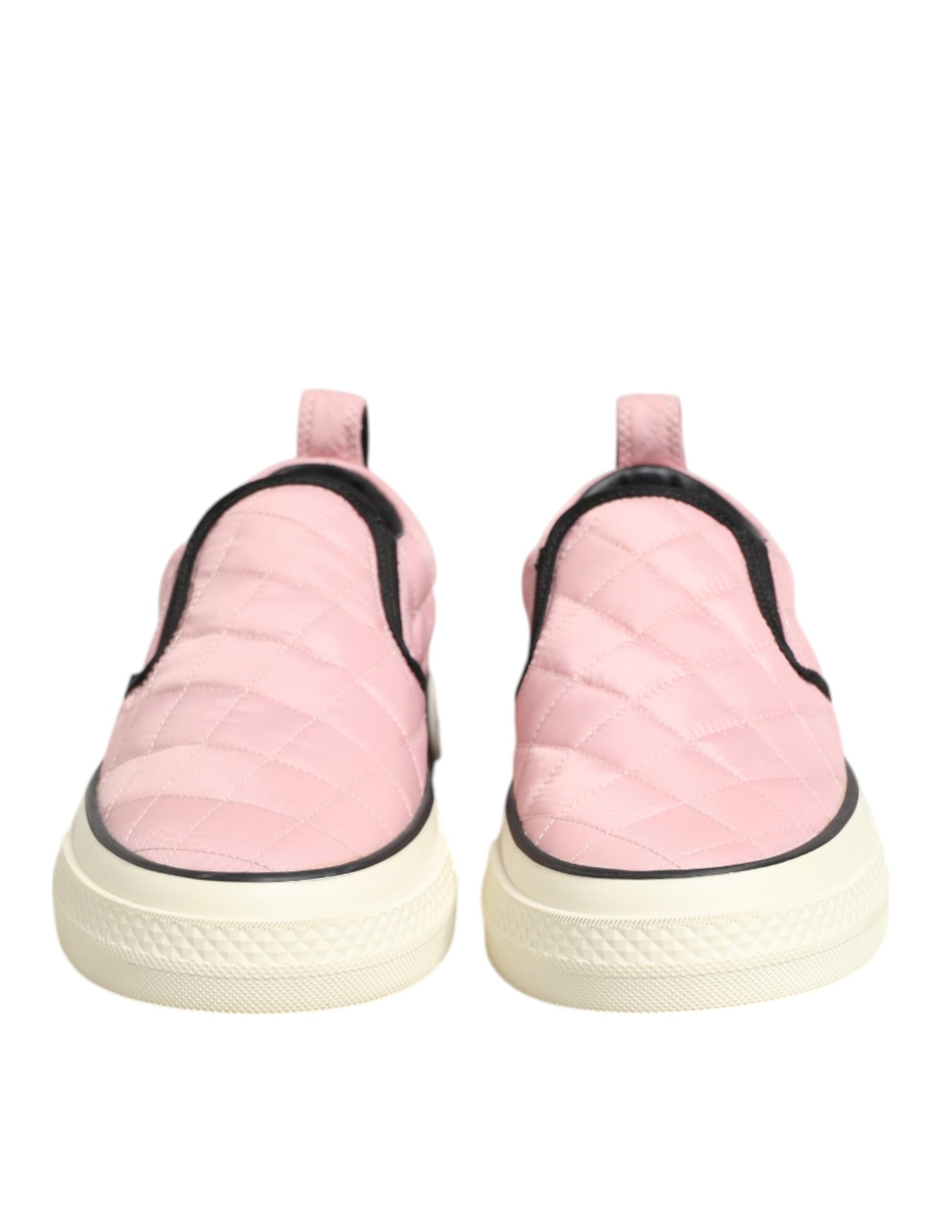 Dolce & Gabbana Pink Quilted Nylon Slip-On Sneakers