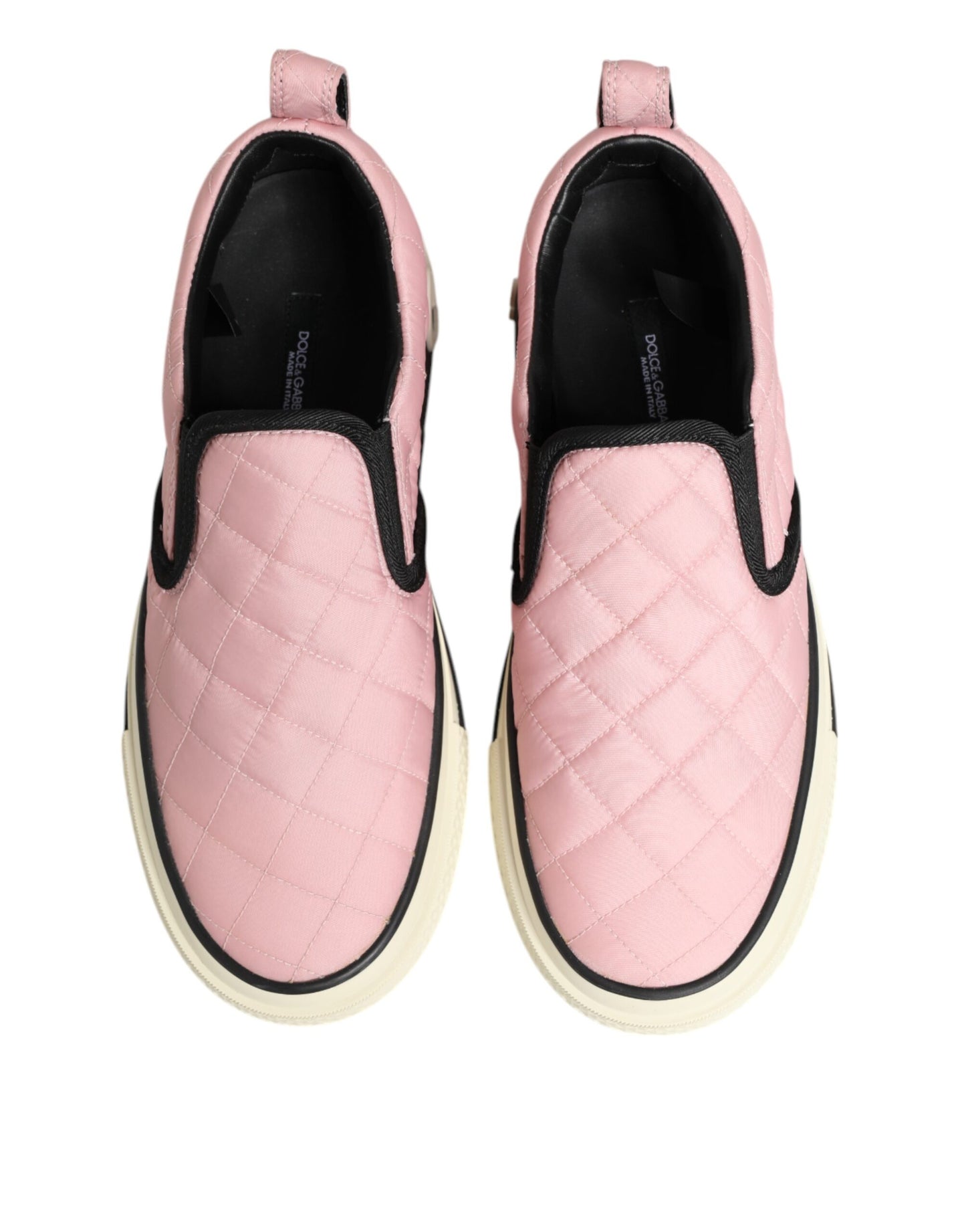 Dolce & Gabbana Pink Quilted Nylon Slip-On Sneakers
