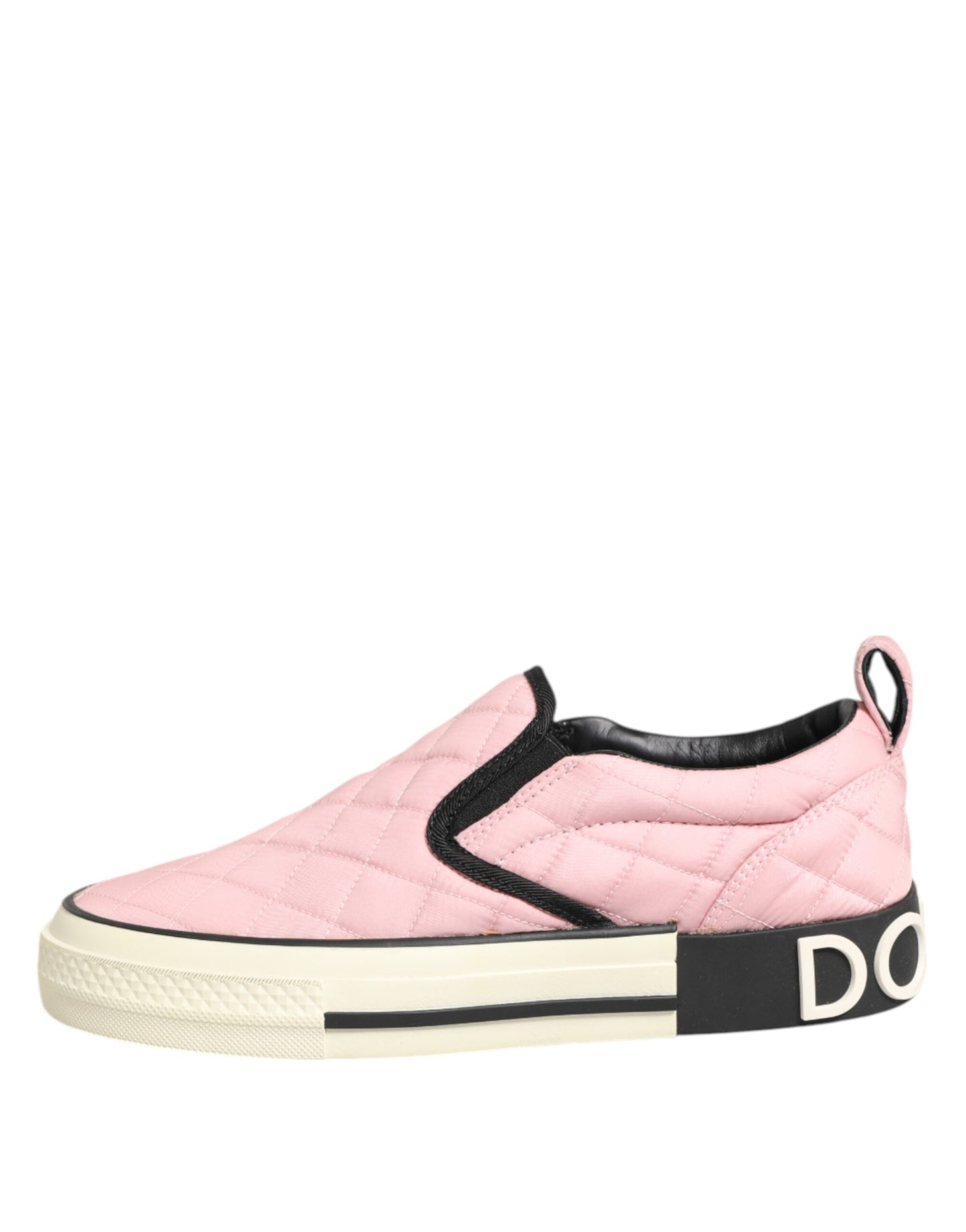 Dolce & Gabbana Pink Quilted Nylon Slip-On Sneakers
