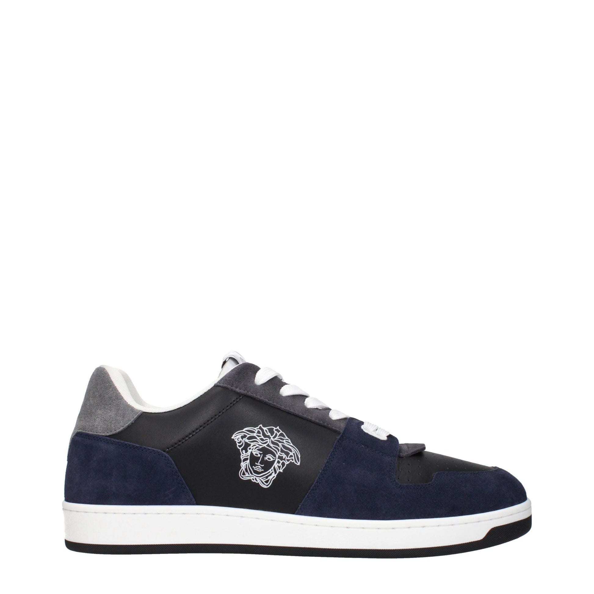Versace Blue Leather Sneakers - Bold Elegance for the Modern Icon