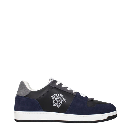 Versace Blue Leather Sneakers - Bold Elegance for the Modern Icon