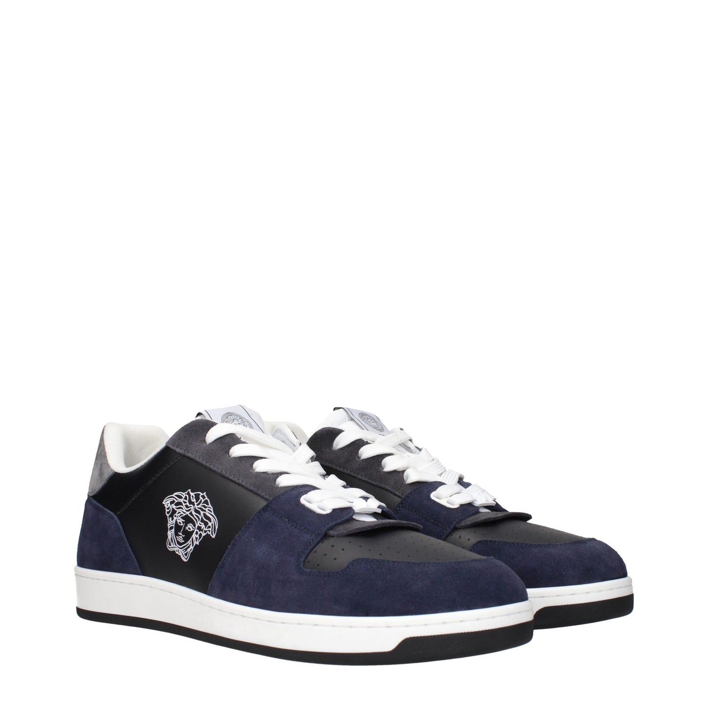 Versace Blue Leather Sneakers - Bold Elegance for the Modern Icon