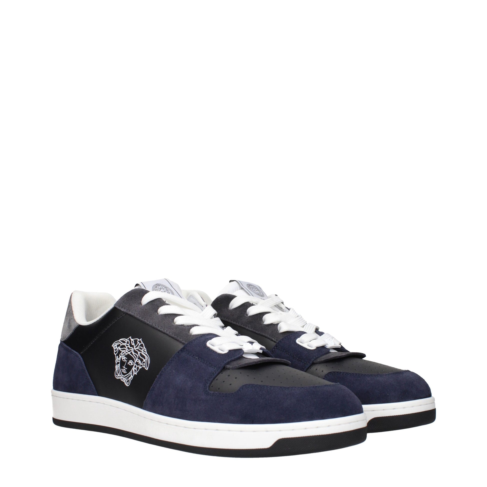 Versace Blue Leather Sneakers - Bold Elegance for the Modern Icon