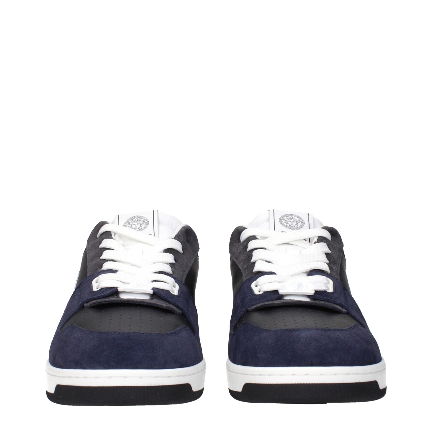 Versace Blue Leather Sneakers - Bold Elegance for the Modern Icon