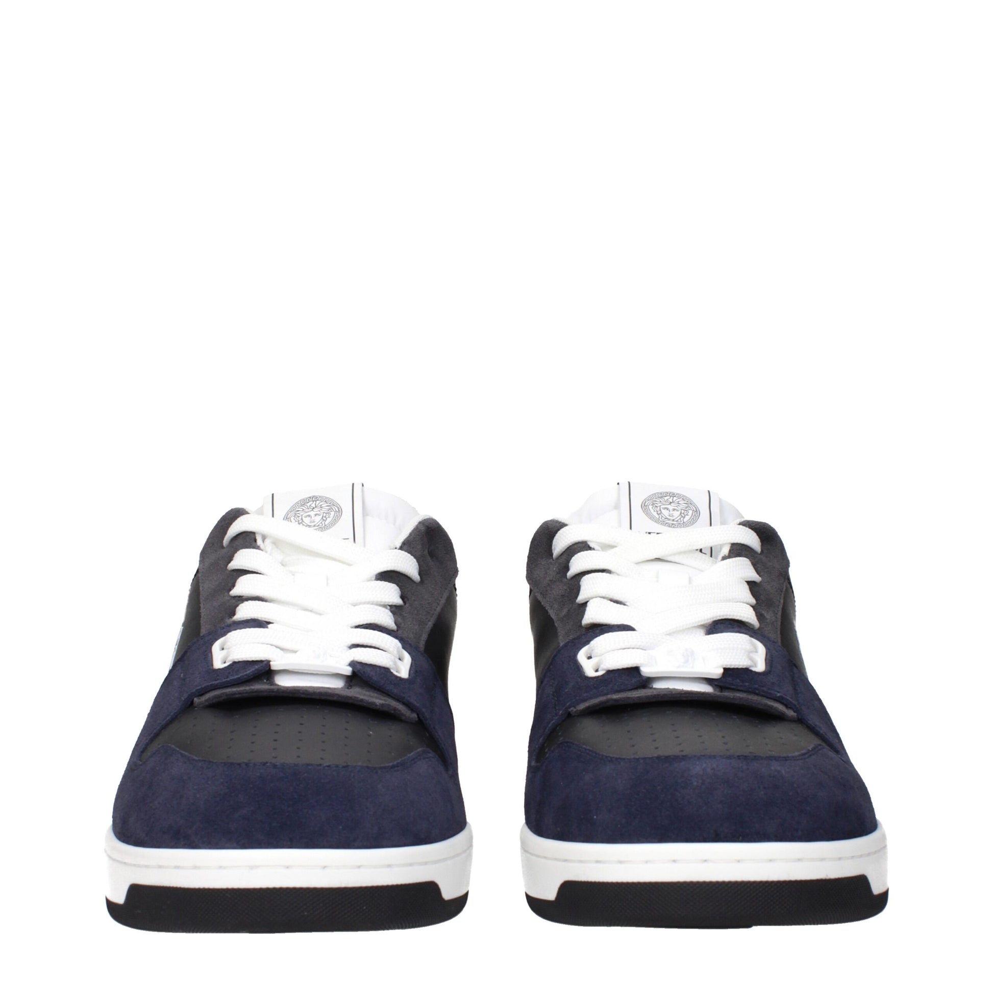Versace Blue Leather Sneakers - Bold Elegance for the Modern Icon