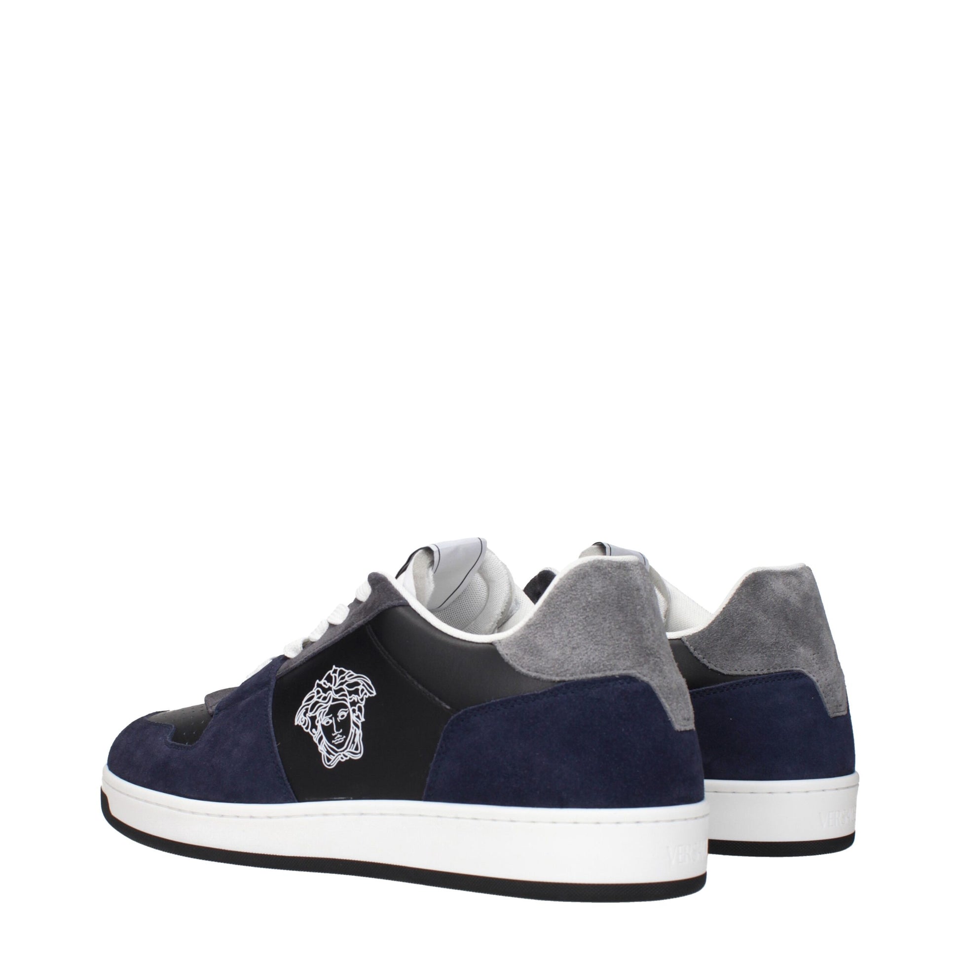 Versace Blue Leather Sneakers - Bold Elegance for the Modern Icon