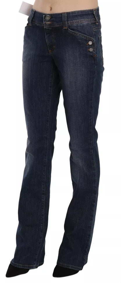 John Galliano Blue Washed Mid Waist Flared Denim Casual Pants